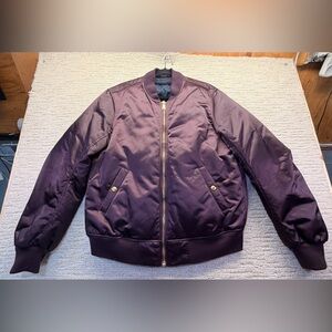 Vince Mens Burgundy Long Sleeve Full Zip Pilot’s Bomber Jacket